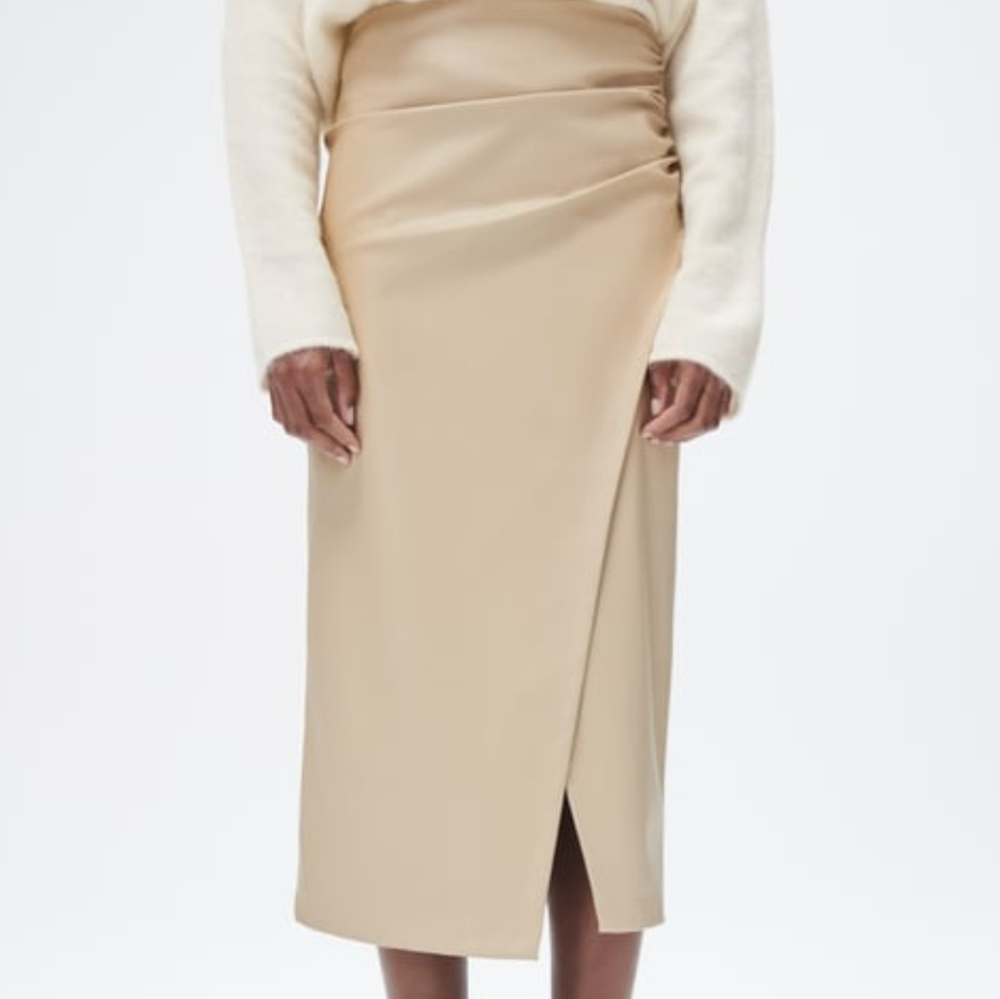 Zara Draped Faux Leather Slit Skirt Size M - Picture 6 of 8